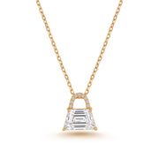 Ready-to-Ship 1.22 CT Trapezoid & Round Lab-Grown Diamond Necklace in 14K Yellow Gold